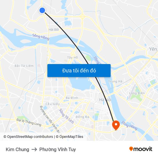 Kim Chung to Phường Vĩnh Tuy map