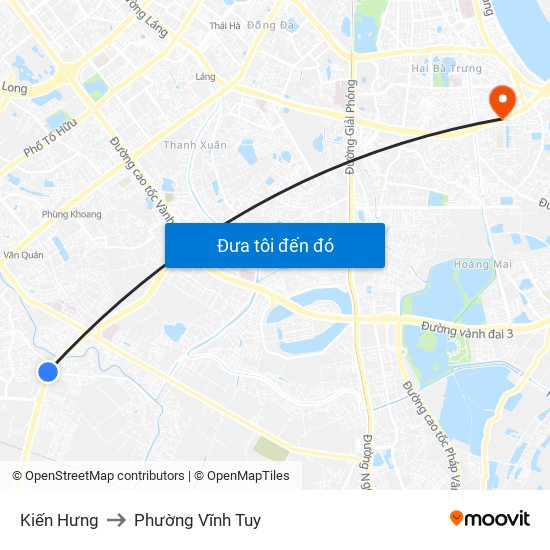 Kiến Hưng to Phường Vĩnh Tuy map