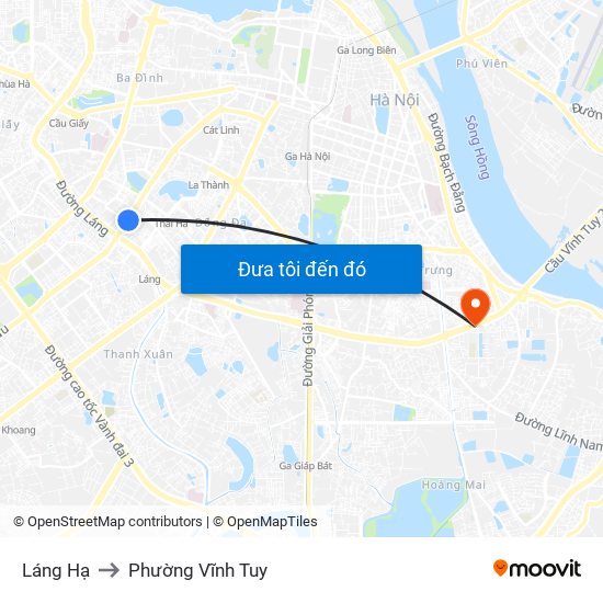 Láng Hạ to Phường Vĩnh Tuy map