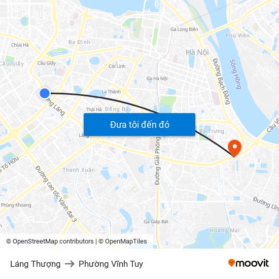 Láng Thượng to Phường Vĩnh Tuy map