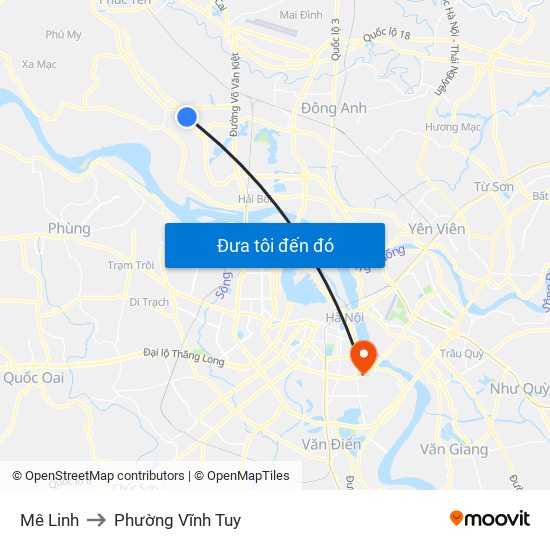 Mê Linh to Phường Vĩnh Tuy map