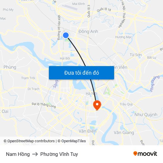 Nam Hồng to Phường Vĩnh Tuy map