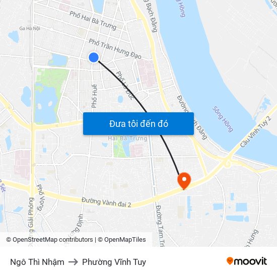Ngô Thì Nhậm to Phường Vĩnh Tuy map