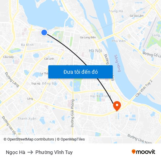 Ngọc Hà to Phường Vĩnh Tuy map