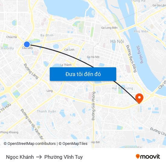 Ngọc Khánh to Phường Vĩnh Tuy map
