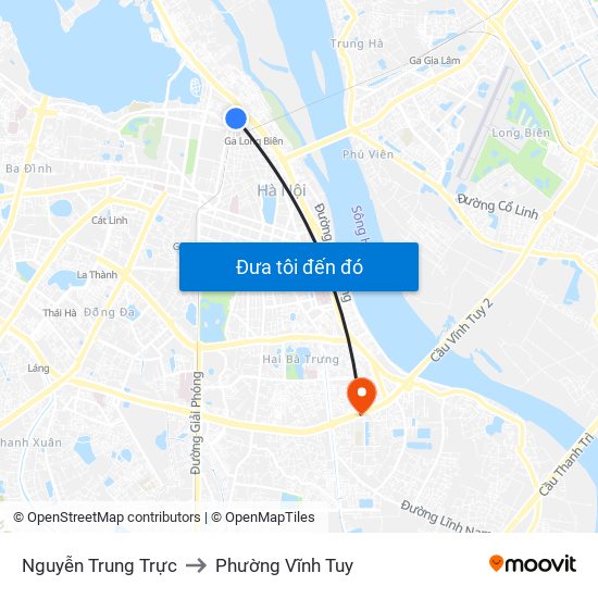 Nguyễn Trung Trực to Phường Vĩnh Tuy map