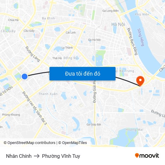 Nhân Chính to Phường Vĩnh Tuy map