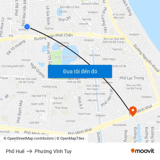 Phố Huế to Phường Vĩnh Tuy map