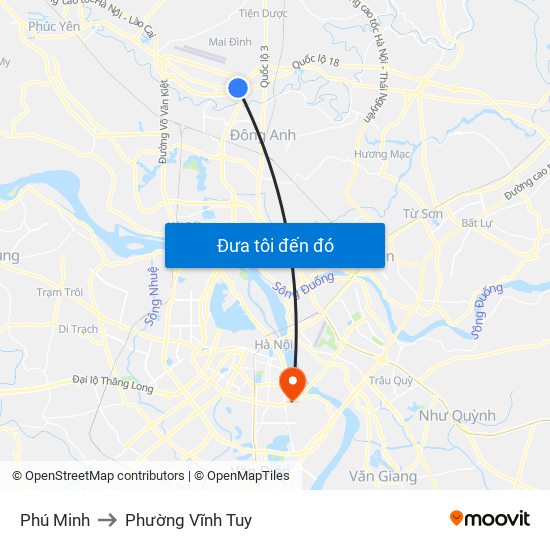 Phú Minh to Phường Vĩnh Tuy map