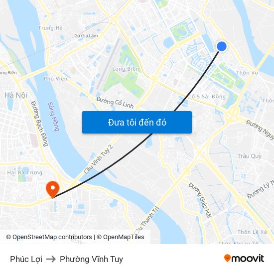 Phúc Lợi to Phường Vĩnh Tuy map