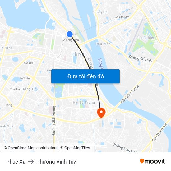 Phúc Xá to Phường Vĩnh Tuy map