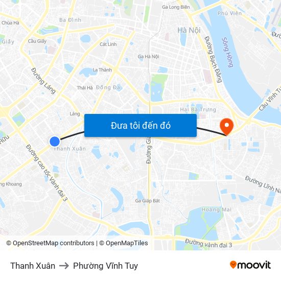 Thanh Xuân to Phường Vĩnh Tuy map