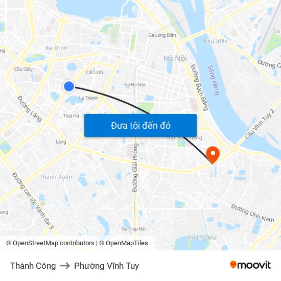 Thành Công to Phường Vĩnh Tuy map
