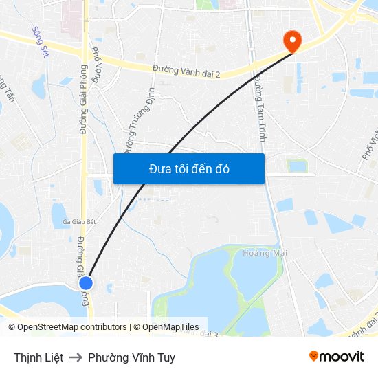 Thịnh Liệt to Phường Vĩnh Tuy map