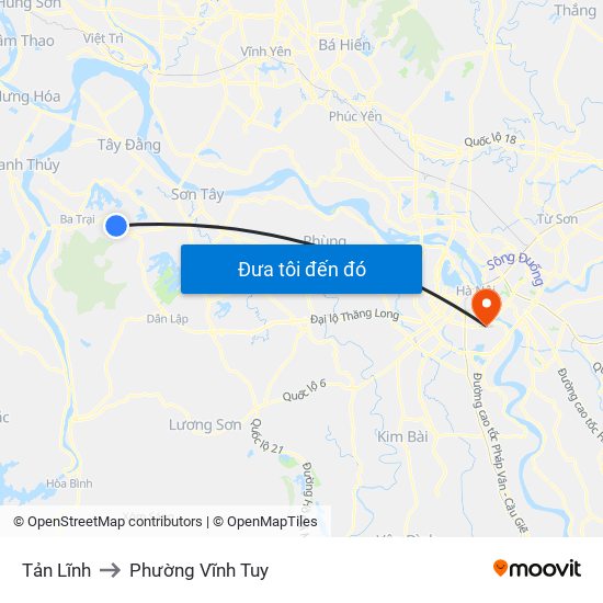 Tản Lĩnh to Phường Vĩnh Tuy map