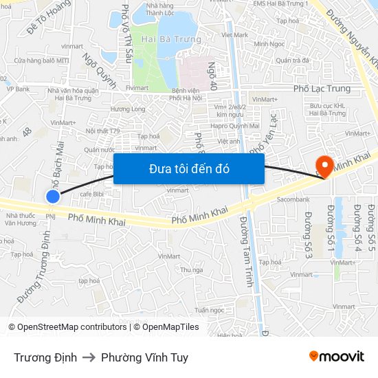 Trương Định to Phường Vĩnh Tuy map