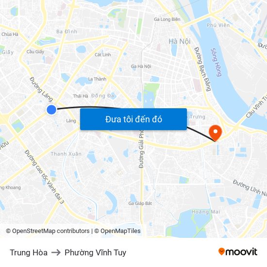 Trung Hòa to Phường Vĩnh Tuy map