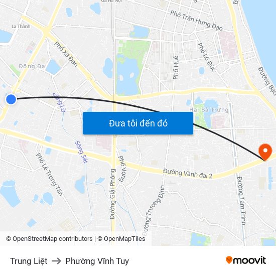 Trung Liệt to Phường Vĩnh Tuy map