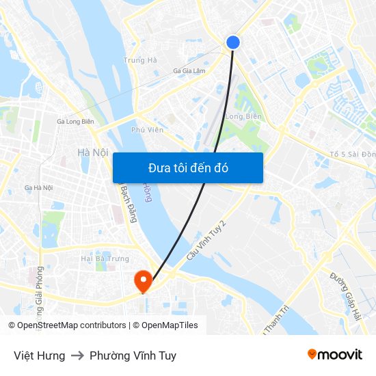 Việt Hưng to Phường Vĩnh Tuy map