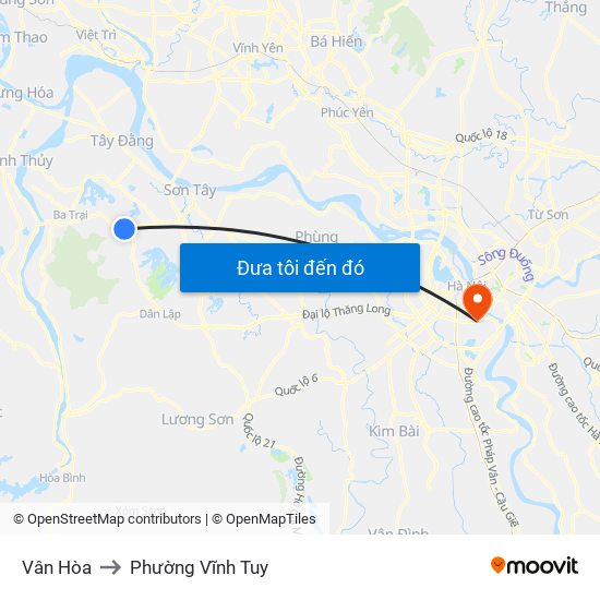 Vân Hòa to Phường Vĩnh Tuy map