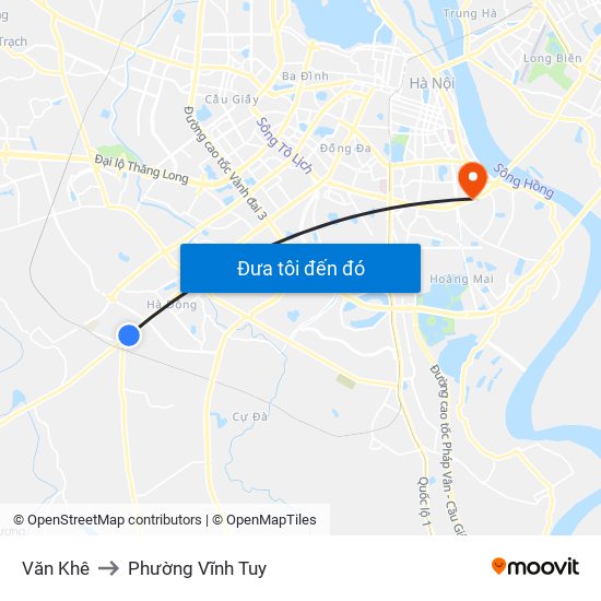 Văn Khê to Phường Vĩnh Tuy map