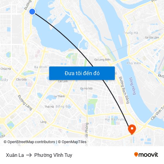 Xuân La to Phường Vĩnh Tuy map