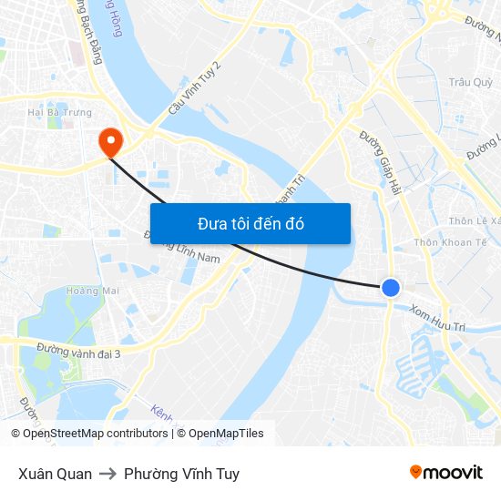 Xuân Quan to Phường Vĩnh Tuy map