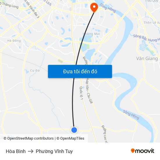 Hòa Bình to Phường Vĩnh Tuy map