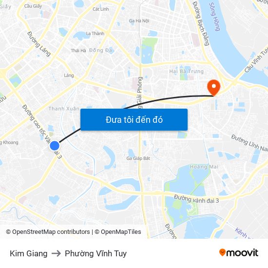 Kim Giang to Phường Vĩnh Tuy map