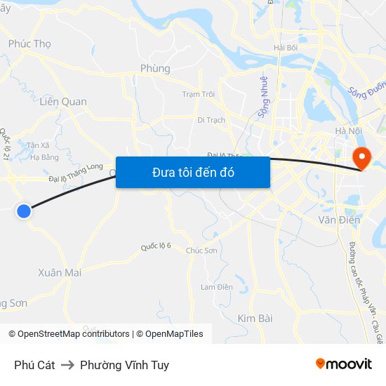 Phú Cát to Phường Vĩnh Tuy map