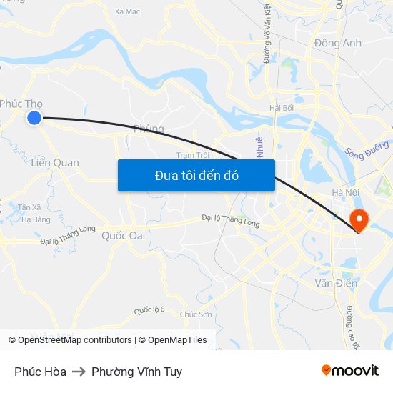 Phúc Hòa to Phường Vĩnh Tuy map