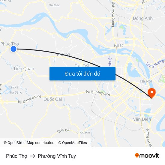 Phúc Thọ to Phường Vĩnh Tuy map