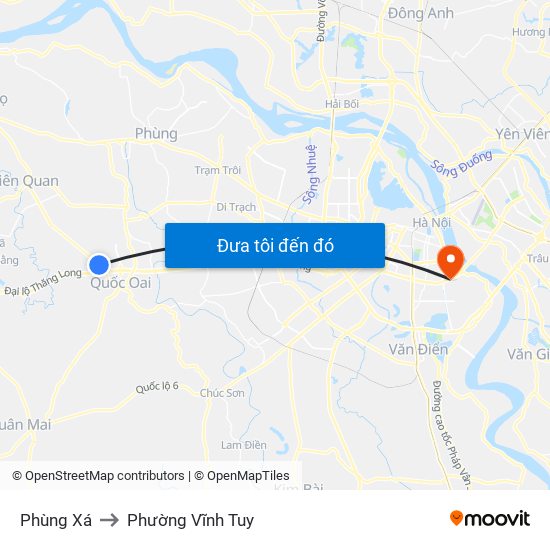 Phùng Xá to Phường Vĩnh Tuy map