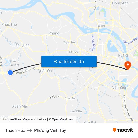 Thạch Hoà to Phường Vĩnh Tuy map