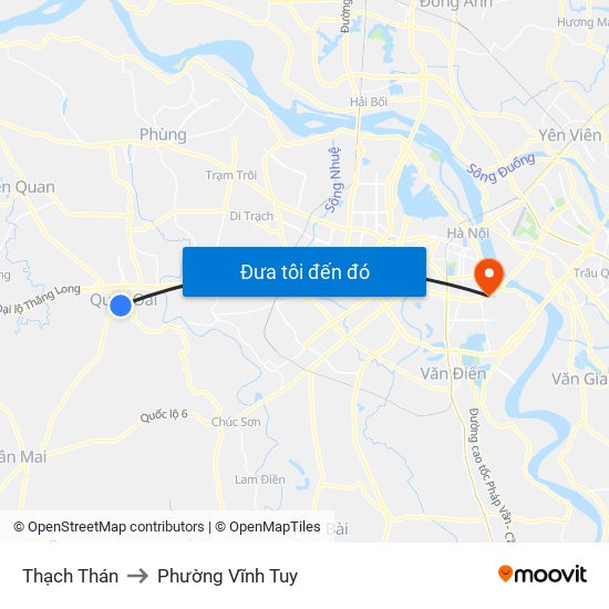 Thạch Thán to Phường Vĩnh Tuy map