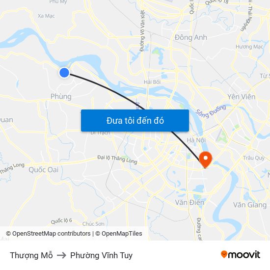Thượng Mỗ to Phường Vĩnh Tuy map