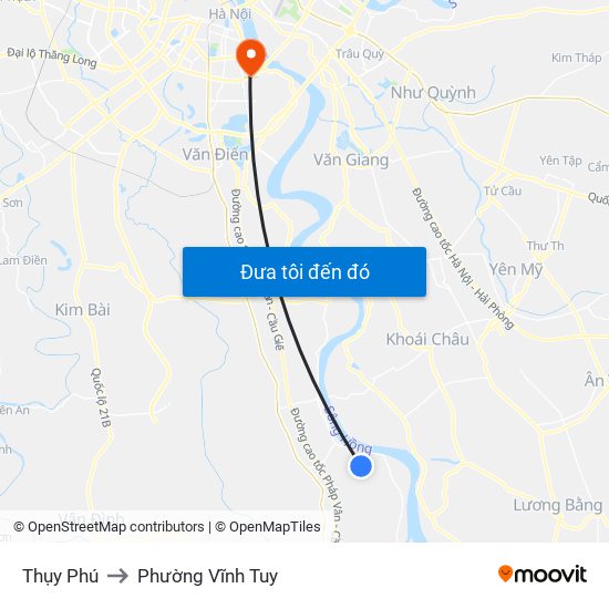 Thụy Phú to Phường Vĩnh Tuy map