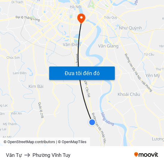 Văn Tự to Phường Vĩnh Tuy map