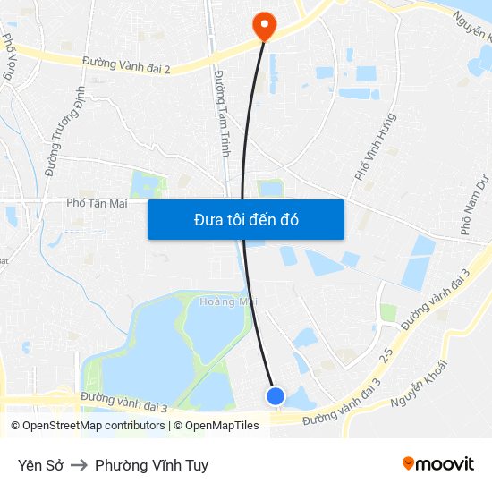 Yên Sở to Phường Vĩnh Tuy map