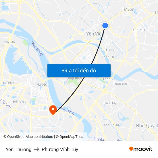 Yên Thường to Phường Vĩnh Tuy map