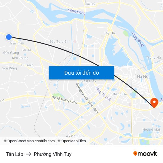 Tân Lập to Phường Vĩnh Tuy map