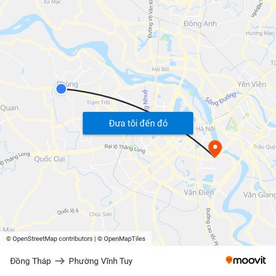 Đồng Tháp to Phường Vĩnh Tuy map