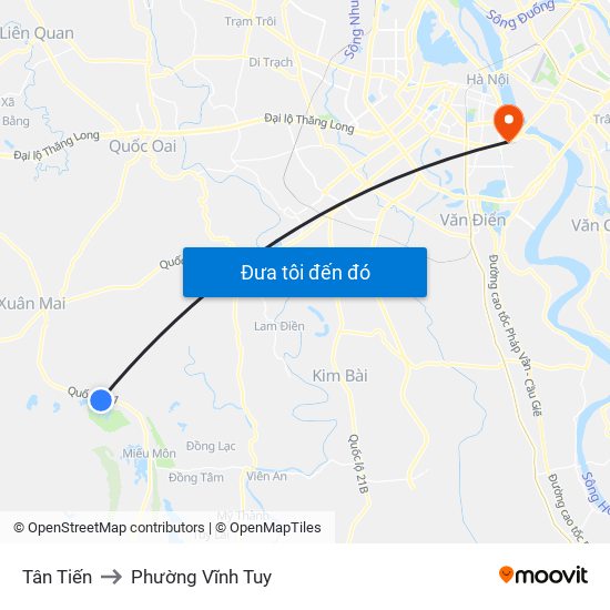 Tân Tiến to Phường Vĩnh Tuy map