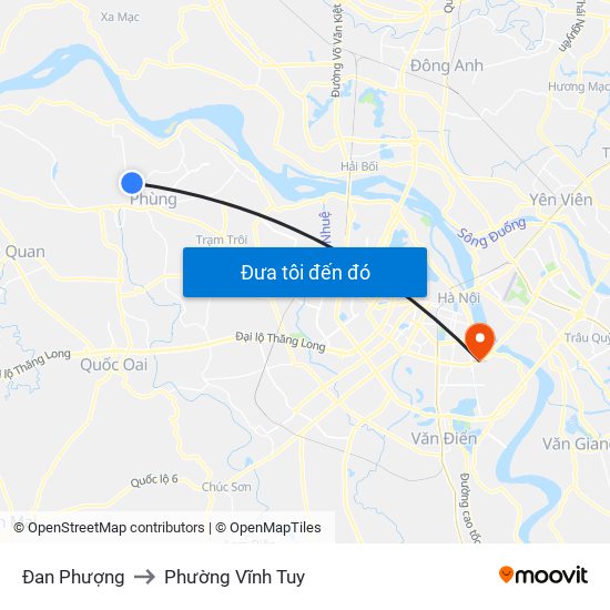 Đan Phượng to Phường Vĩnh Tuy map