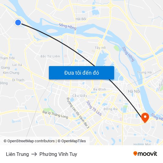 Liên Trung to Phường Vĩnh Tuy map