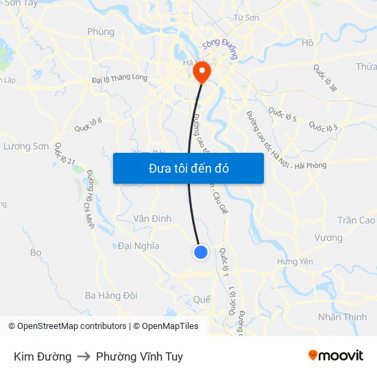 Kim Đường to Phường Vĩnh Tuy map