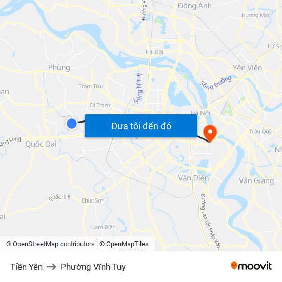 Tiền Yên to Phường Vĩnh Tuy map