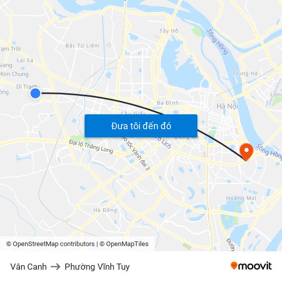 Vân Canh to Phường Vĩnh Tuy map