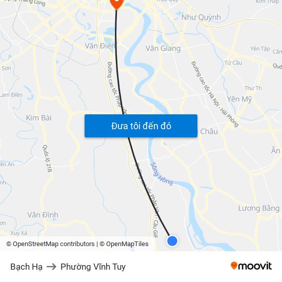 Bạch Hạ to Phường Vĩnh Tuy map