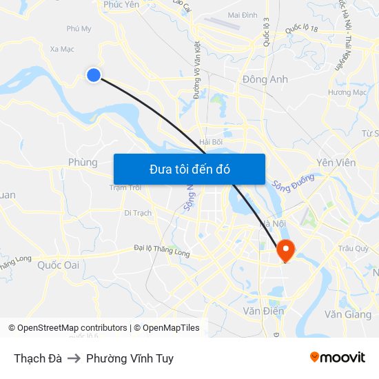 Thạch Đà to Phường Vĩnh Tuy map